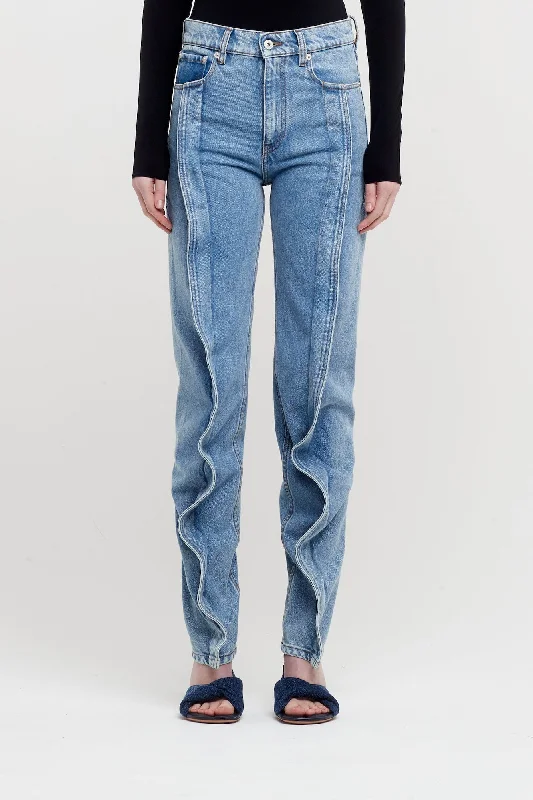 Men's Coats with Adjustable HemsY/Project Slim Banana Jeans in Blue