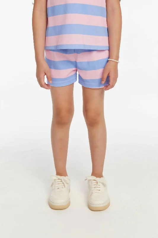 Practical Men's Work ShortsGirls Striped Shorts In Bubblegum Pink / Powder Blue
