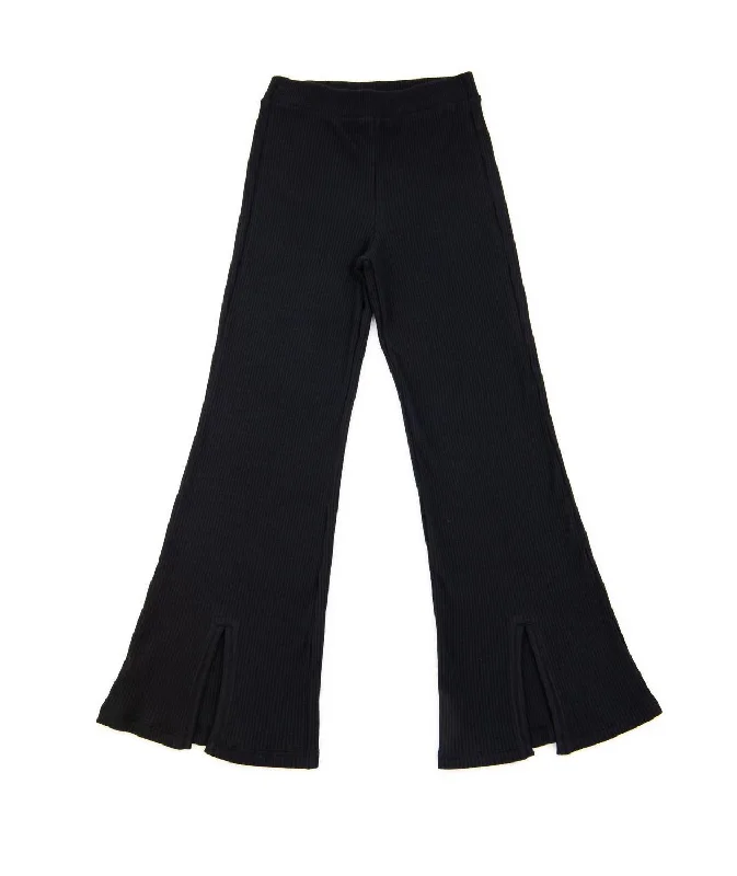 Functional Men's Tactical ShortsRib Split Flare Pants In Black