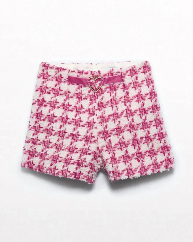 Practical Men's Work ShortsGirls Houndstooth Shorts In Pink