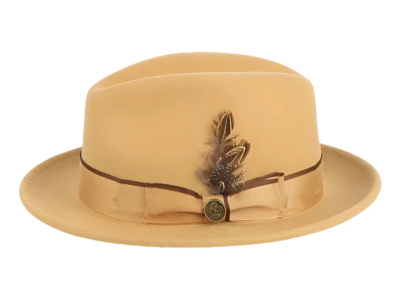 Adjustable Sun HatsScotch-Camel Men's Steven Land Wool Fedora Hat Style No-Bogart