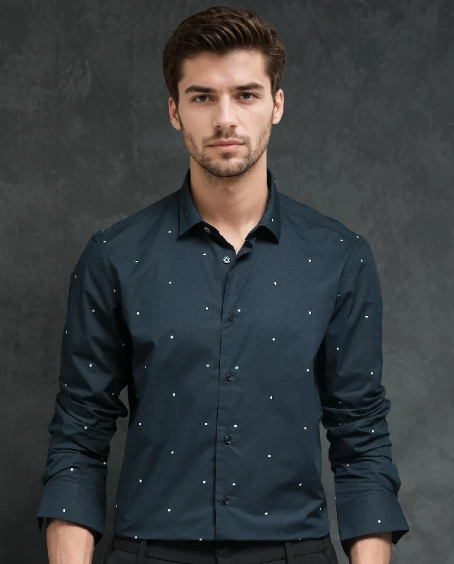 Men's Tennis Shirts for Court ComfortRare Rabbit Plutoo Primary Black Cotton Fabric Polka Print Full Sleeves Shirt Men's Tennis Shirts for Court ComfortRare Rabbit Plutoo Primary Black Cotton Fabric Polka Print Full Sleeves Shirt