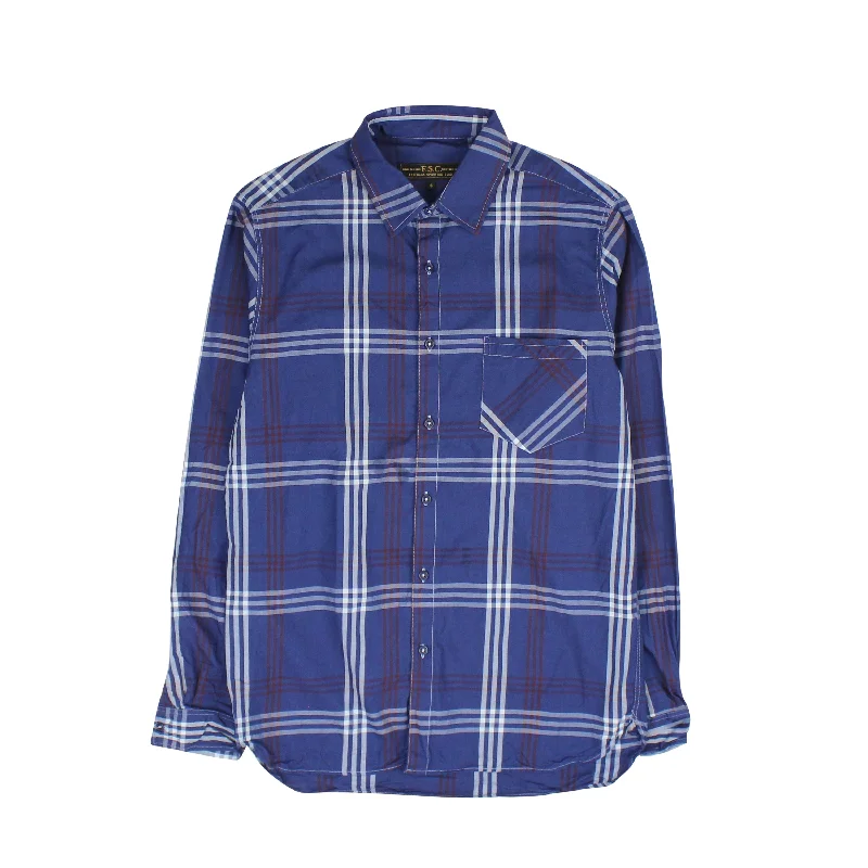 Men's Organic Cotton Shirts for Eco-ConsciousnessDark Blue Checkered Shirt