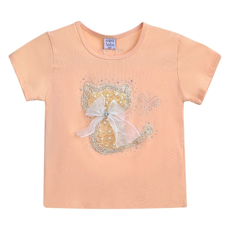 Essential Men's V-Neck SweatersPeach Cat Applique T-Shirt
