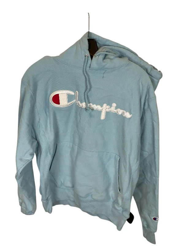 Men's Hoodies with Relaxed FitsSweatshirt Hoodie By Champion In Blue, Size: M