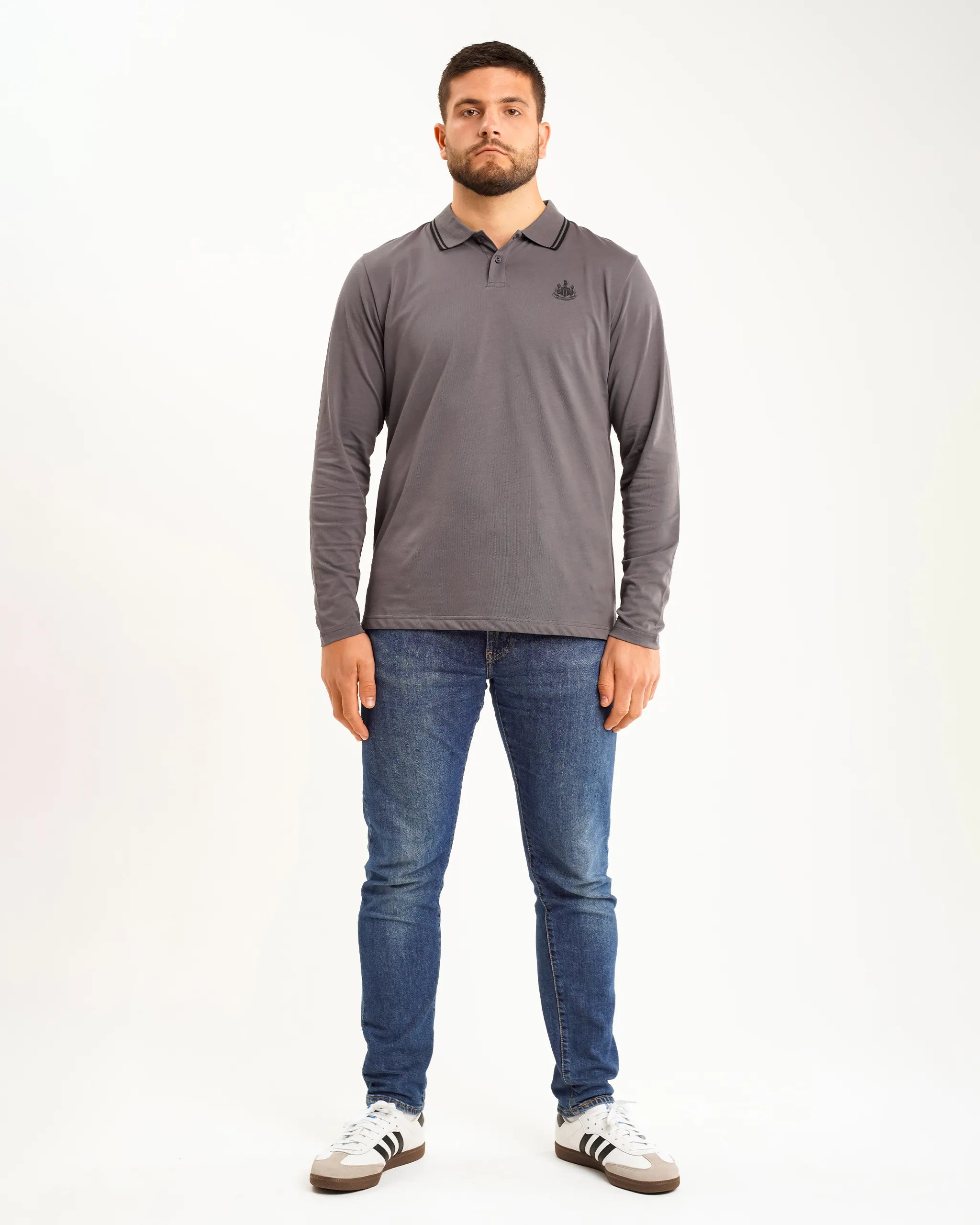 Lightweight Men's Linen ShirtsNewcastle United Men's Black Label Grey Long Sleeve Polo Shirt