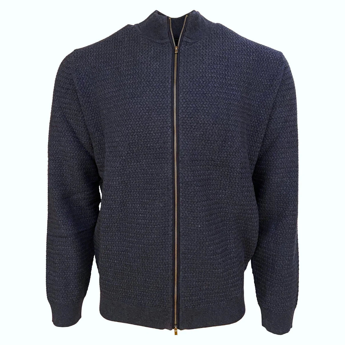 Men's Sweaters with Patchwork DesignsLeo Chevalier Full Zip Sweater Blue - 529663 1698 Men's Sweaters with Patchwork DesignsLeo Chevalier Full Zip Sweater Blue - 529663 1698