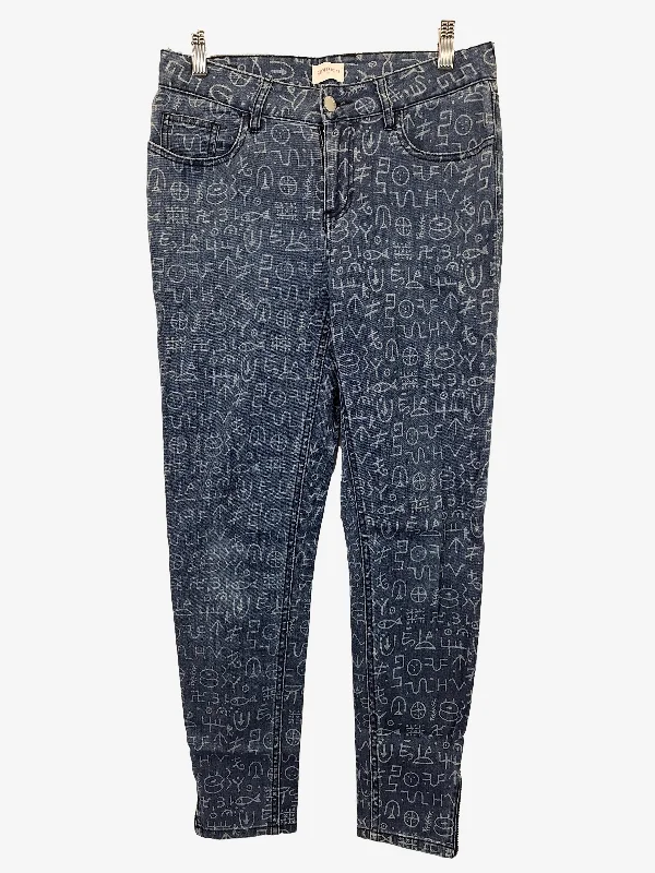 Hipster Skinny Men's JeansGorman Funky Sticker Denim Jeans Size 10