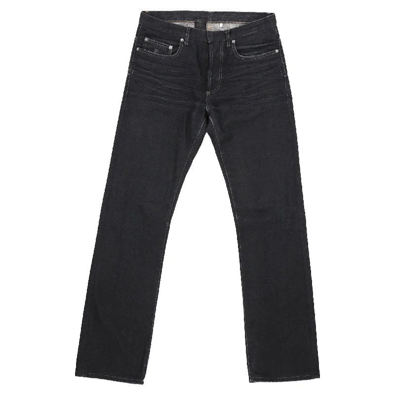 Men's Jeans with a Destroyed LookDior Dark Wash Jeans in Navy Blue Cotton