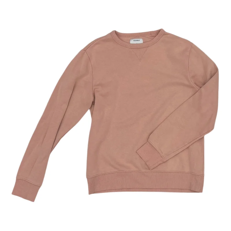 Men's Hoodies with Contrast Fabric PanelsSweatshirt Crewneck By Old Navy In Pink, Size:M