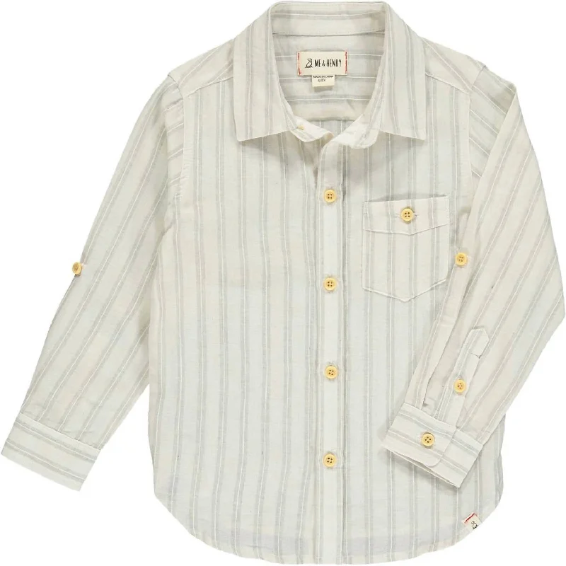Men's Designer Shirts for a Statement PieceBoy's Merchant Button Down Shirt In Grey Stripe