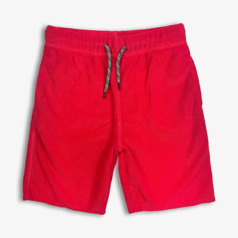 Casual Men's Cotton ShortsTerry Camp Shorts In Red