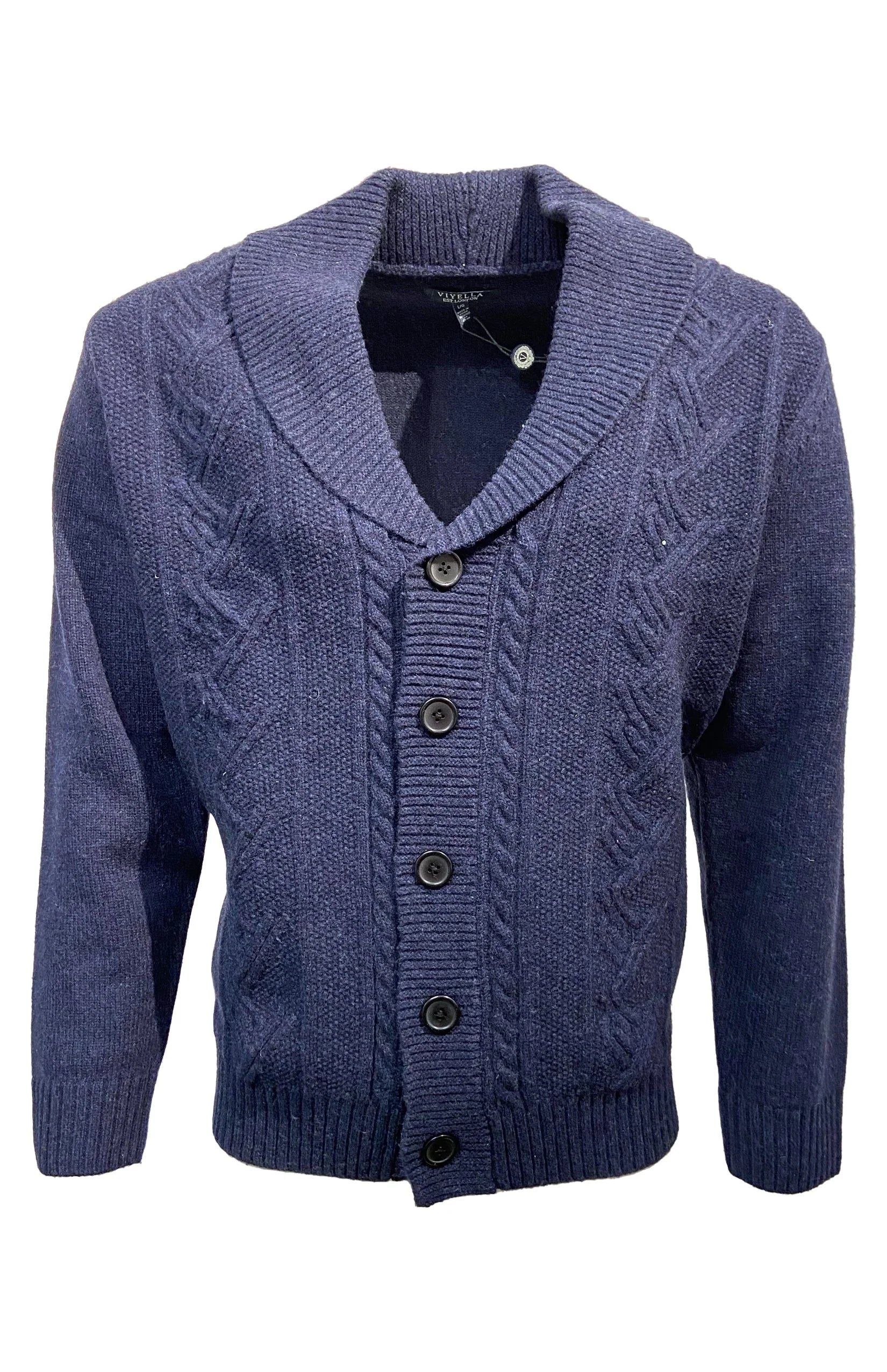 Cozy Men's Cable-Knit SweatersViyella Button Cardigan  Indigo - 651630 1698