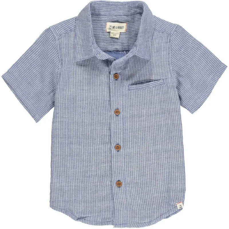 Men's Color-Blocking Shirts for a Statement LookBoy's Newport Button Down Shirt In Navy Stripe