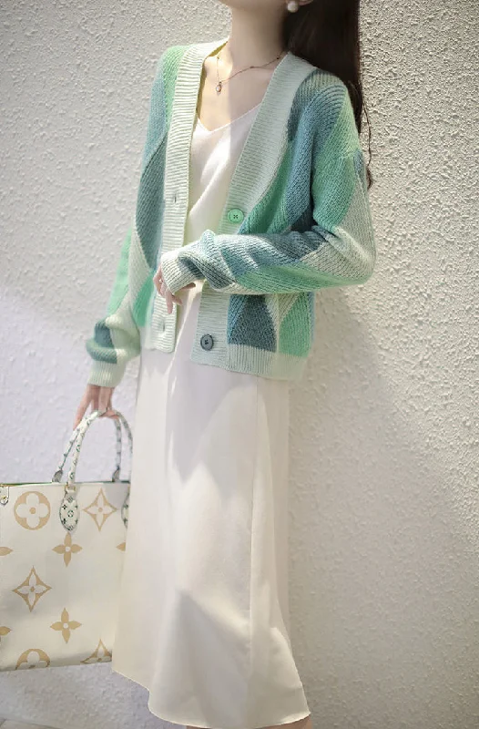 Men's Sweaters with Zip-Up CollarsKittenAlarm - Casual Cute Colors Cardigan Sweater