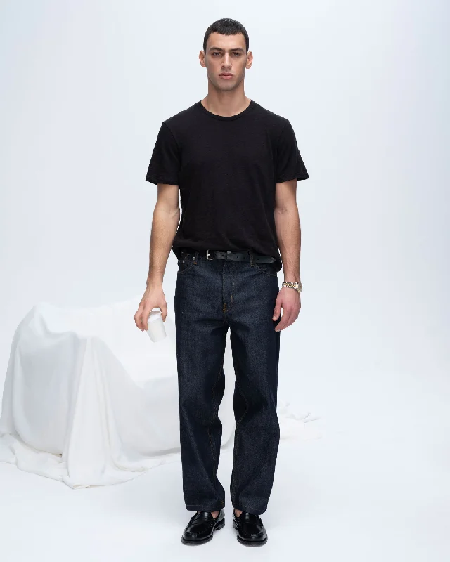 Men's Shirts with Button-Down CollarsSlub Jersey Crew Neck Tee - Black