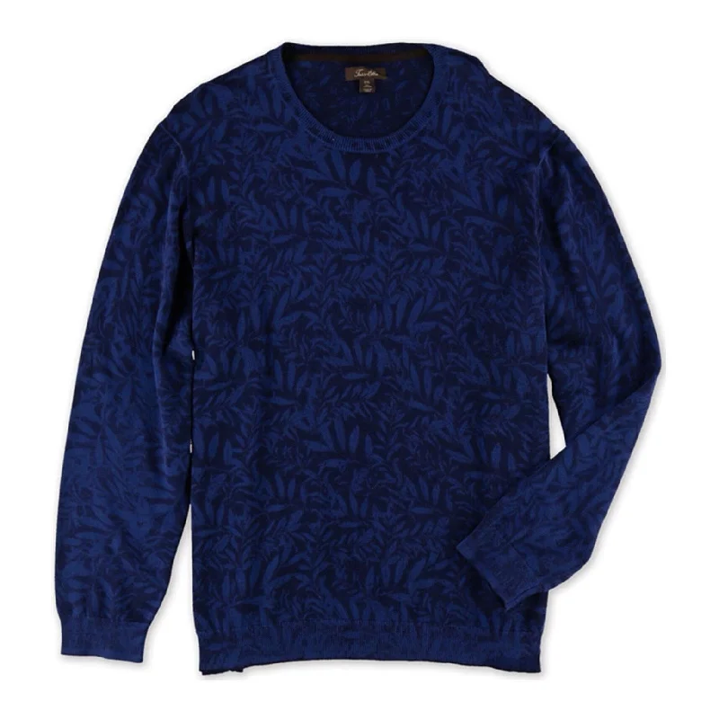 Comfortable Men's Cotton SweatersTasso Elba Mens Leaf Print Knit Sweater, Blue, XX-Large Comfortable Men's Cotton SweatersTasso Elba Mens Leaf Print Knit Sweater, Blue, XX-Large