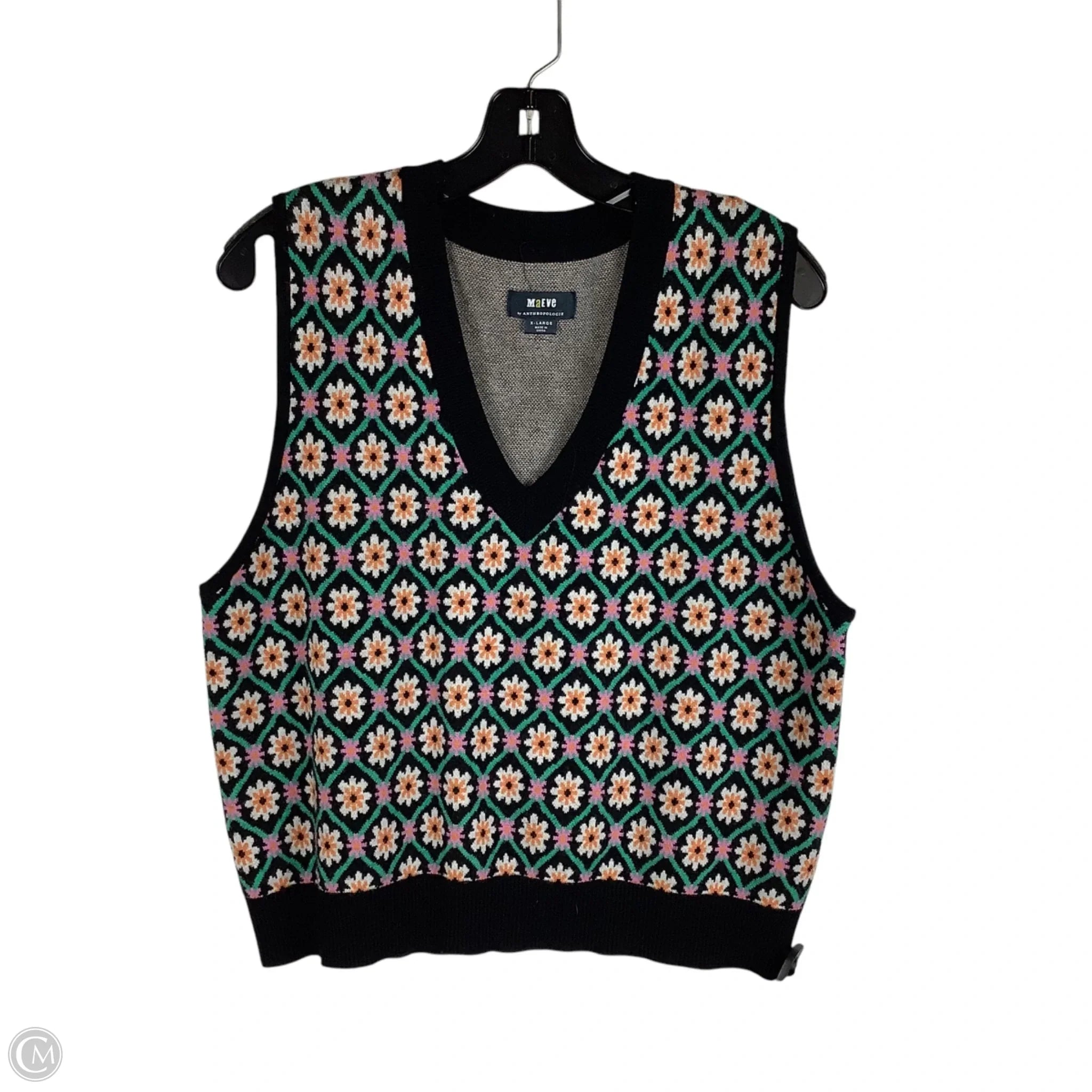 Men's Coats Made in the USAVest Sweater By Maeve In Floral Print, Size: Xl