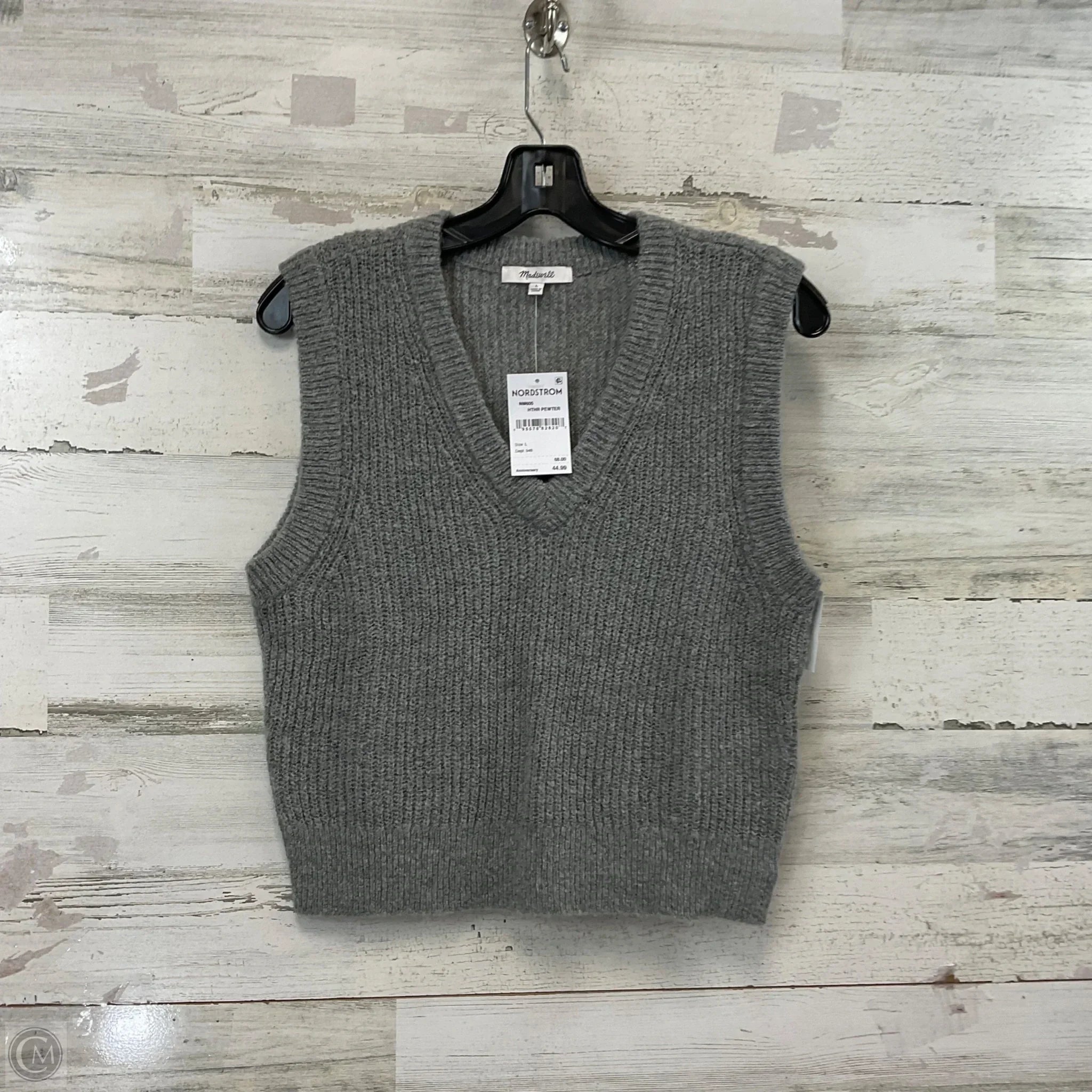 Unique Men's Flight JacketsVest Sweater By Madewell In Grey, Size: L