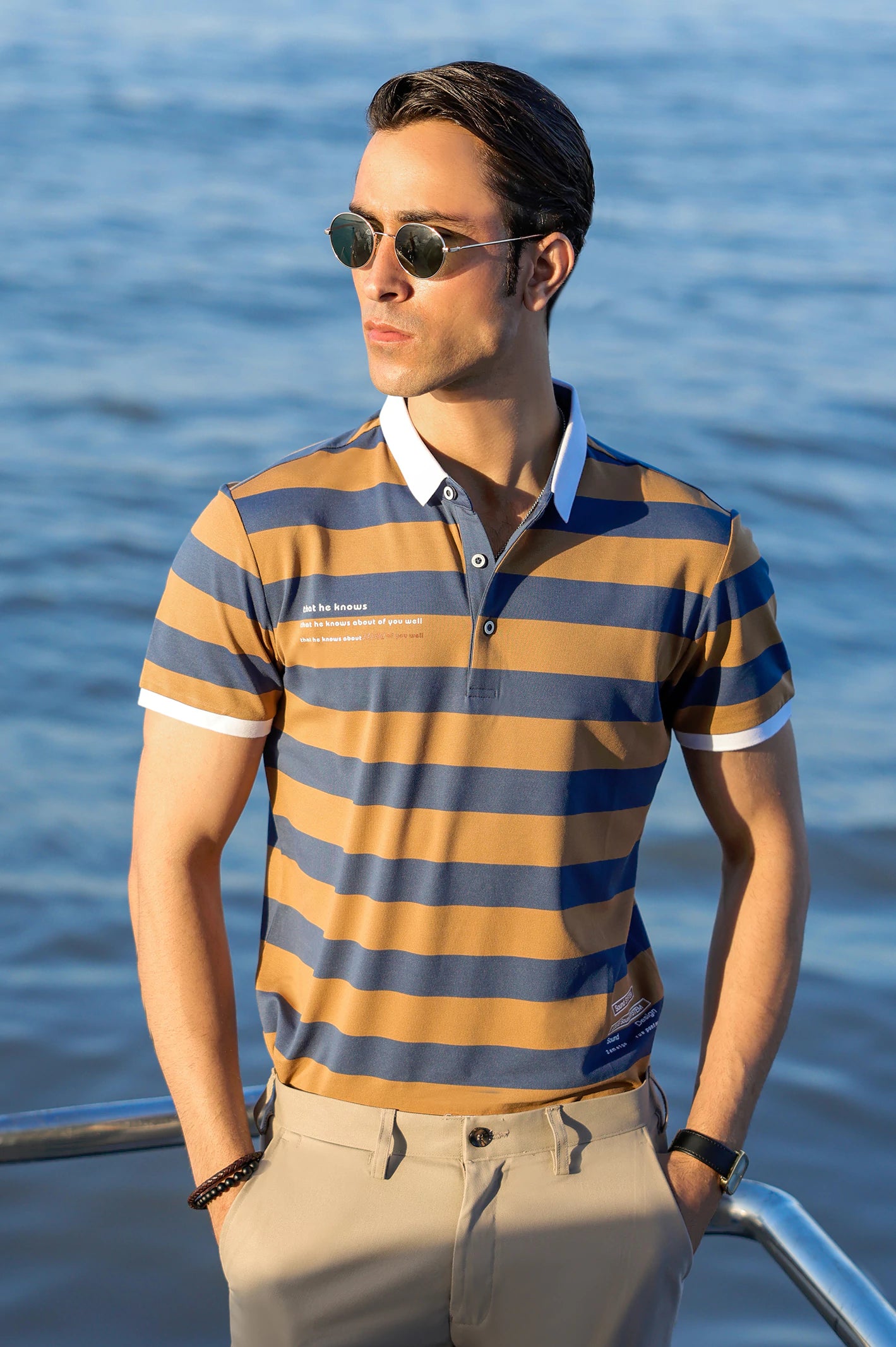 Men's Shirts with Bow TiesMustard Yarn Dyed Polo