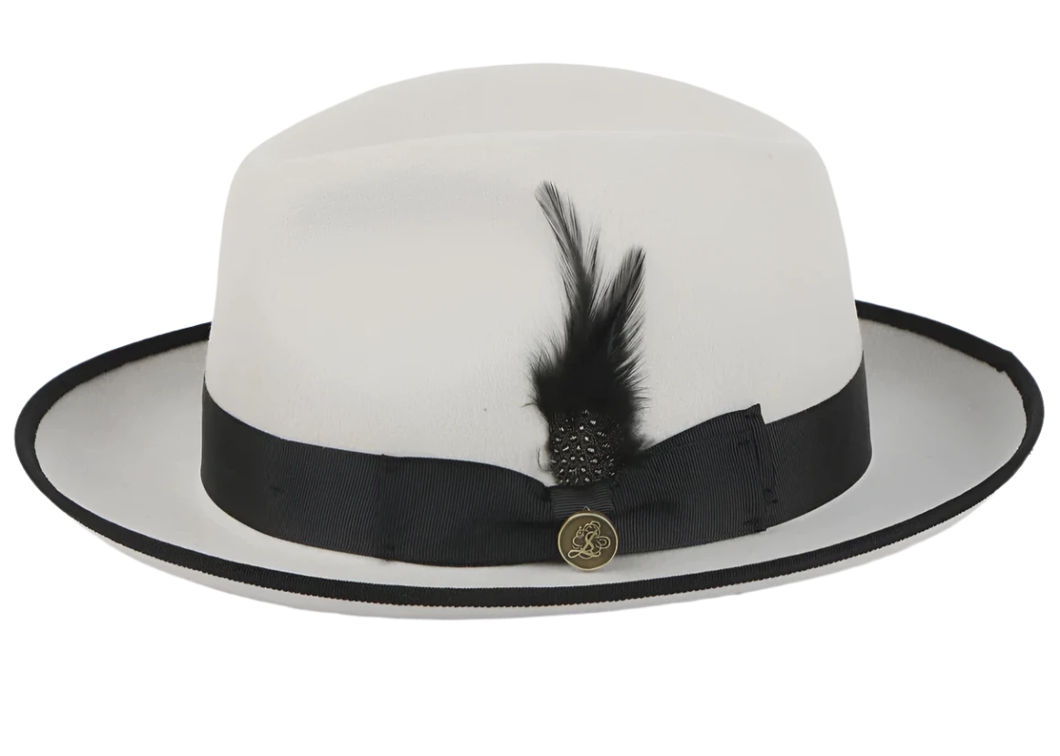 Boys' Snapback CapsWhite and Black Brim Trim Steven Land Men's Australian Wool Hat Style-The Domingo