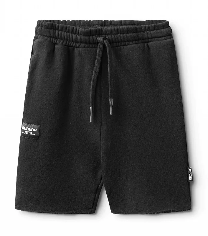 Adventure-Inspired Men's Outdoor Short PantsBoy's Unbalanced Sweat Shorts In Black