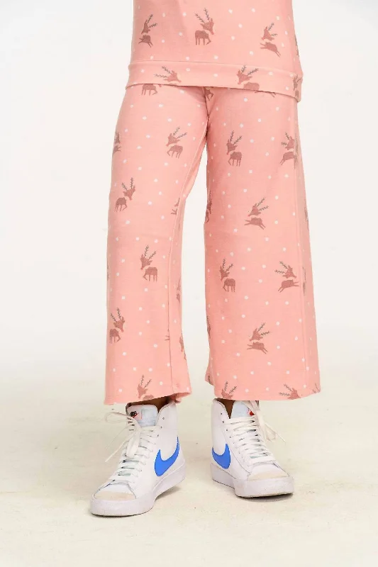 Men's Dressy Short-Inseam PantsKid's Reindeer Snow Pants In Pink