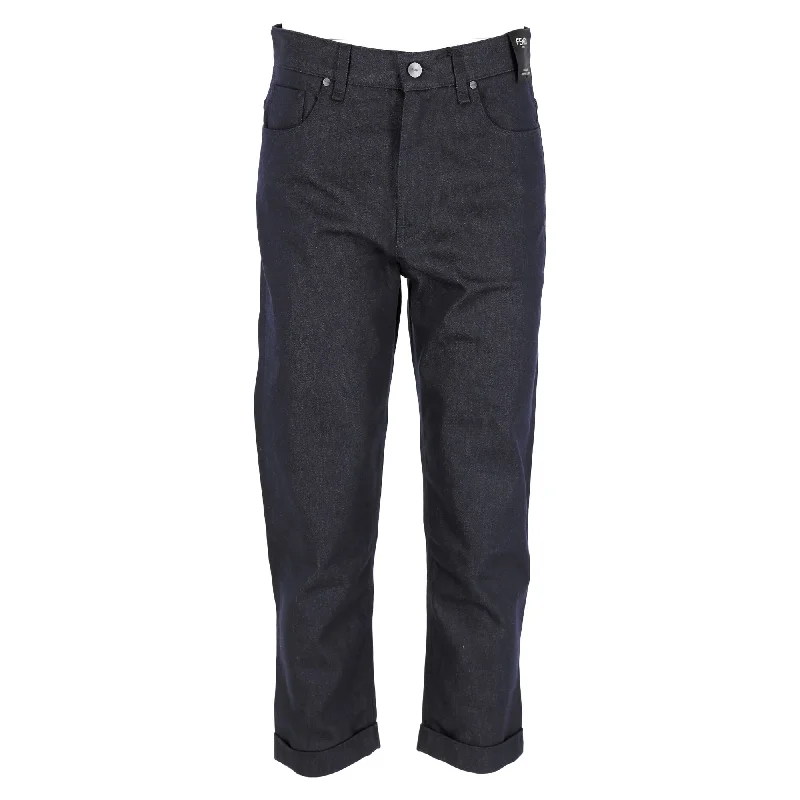 Sustainable Eco-Friendly Men's JeansFendi Logo Patch Straight-Leg Jeans in Blue Cotton Denim Sustainable Eco-Friendly Men's JeansFendi Logo Patch Straight-Leg Jeans in Blue Cotton Denim