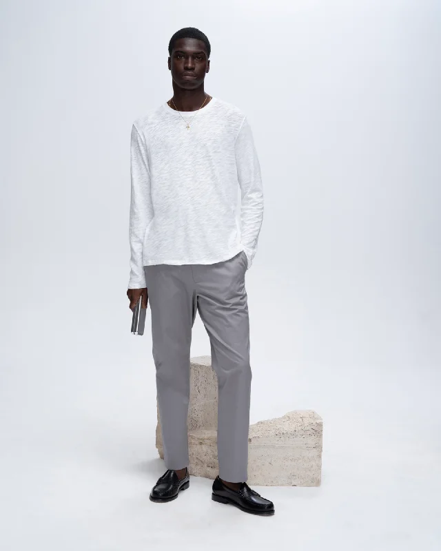 Men's Shirts with Roll-Up SleevesSlub Jersey Long Sleeve Destroyed Wash Tee - White Men's Shirts with Roll-Up SleevesSlub Jersey Long Sleeve Destroyed Wash Tee - White