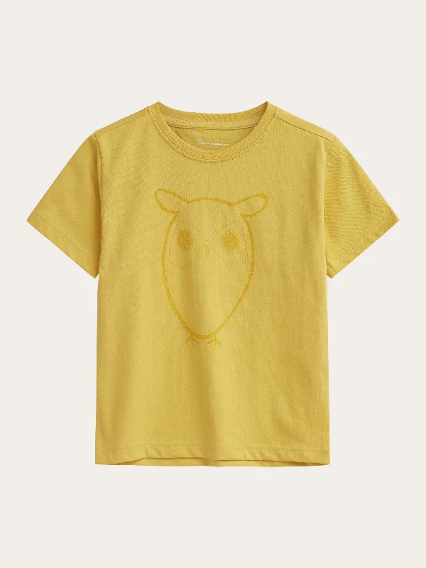 Men's Shirts with Patchwork PatternsOwl t-shirt - Misted Yellow