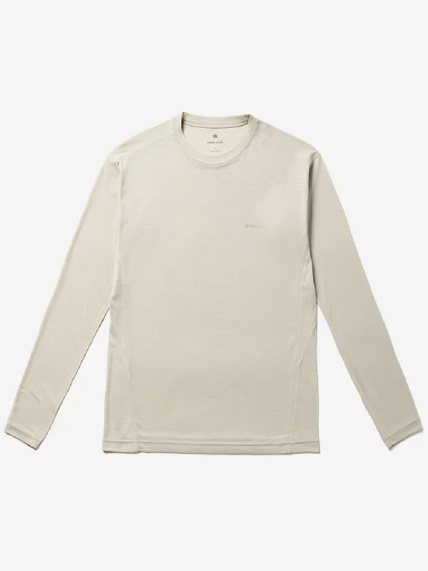 Men's Shirts with Lace-Up HemlinesSnow Peak Pe Power Dry Long Sleeve T-Shirt - Ivory Men's Shirts with Lace-Up HemlinesSnow Peak Pe Power Dry Long Sleeve T-Shirt - Ivory