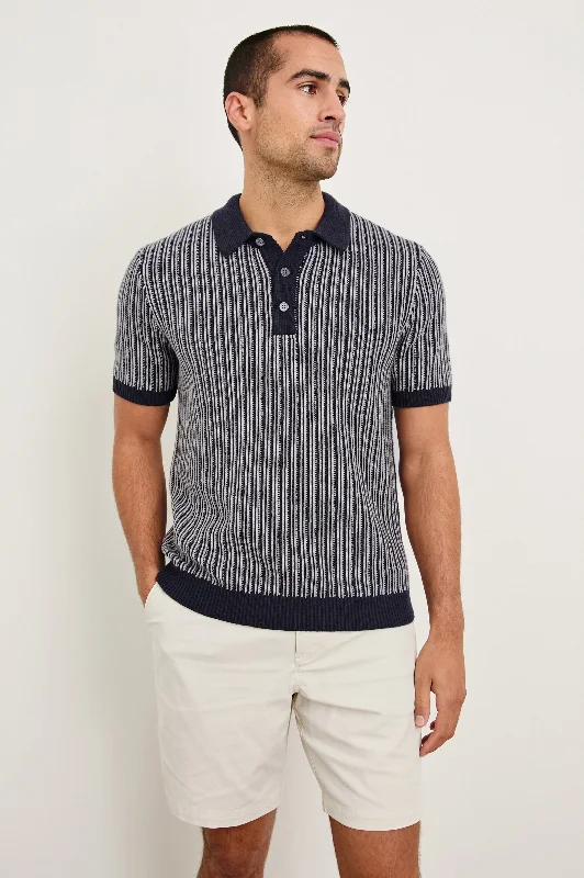 Men's Shirts with Short PlacketsROYCE POLO SHIRT - NAVY GREY
