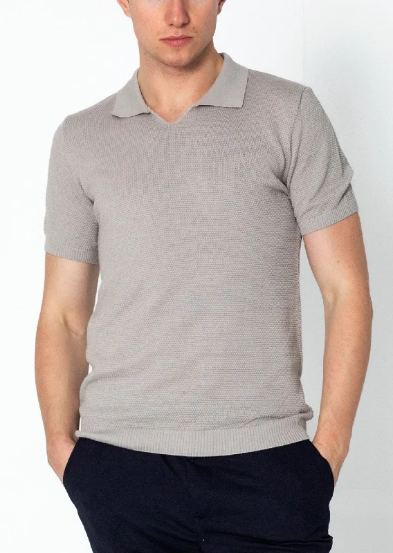 Men's Shirts for Outdoor ActivitiesJersey Knit V-neck Polo - Grey