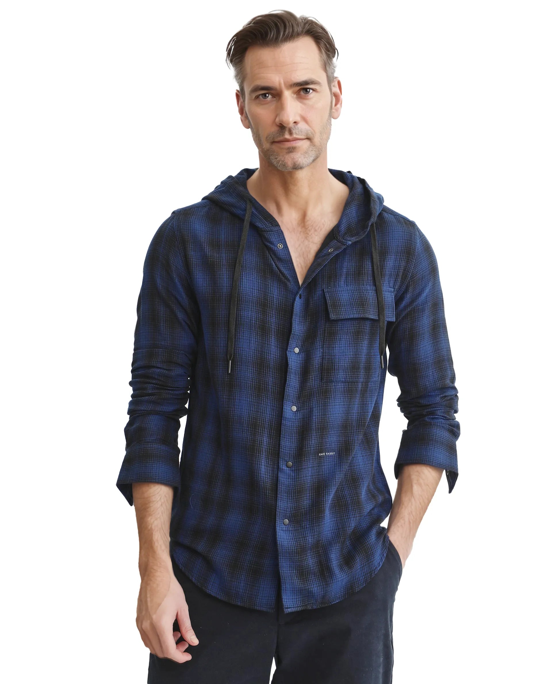 Men's Long-Sleeve Shirts for Year-Round WearRare Rabbit Men's Dartmouth Navy Cotton Fabric Full Sleeve Collared Neck Oversized Fit Checks Shirt Men's Long-Sleeve Shirts for Year-Round WearRare Rabbit Men's Dartmouth Navy Cotton Fabric Full Sleeve Collared Neck Oversized Fit Checks Shirt