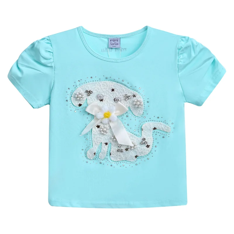 Fitted Men's Slim-Fit SweatersBlue Puppy Applique T-Shirt