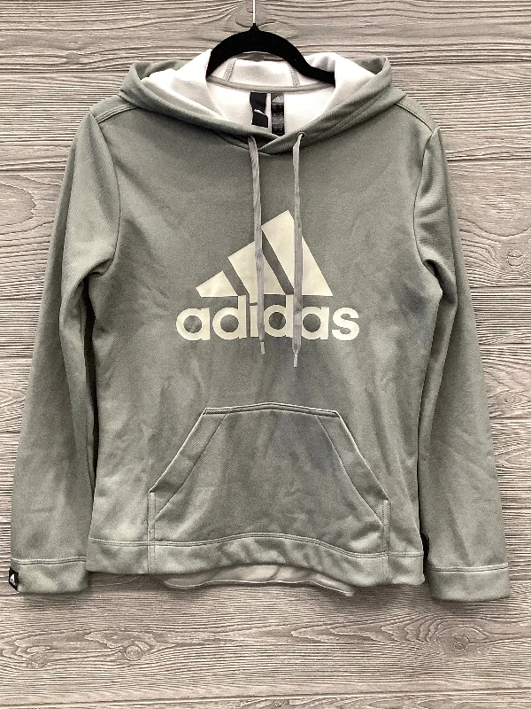 Men's Hoodies with High-Low HemlinesAthletic Sweatshirt Hoodie By Adidas In Grey, Size: M