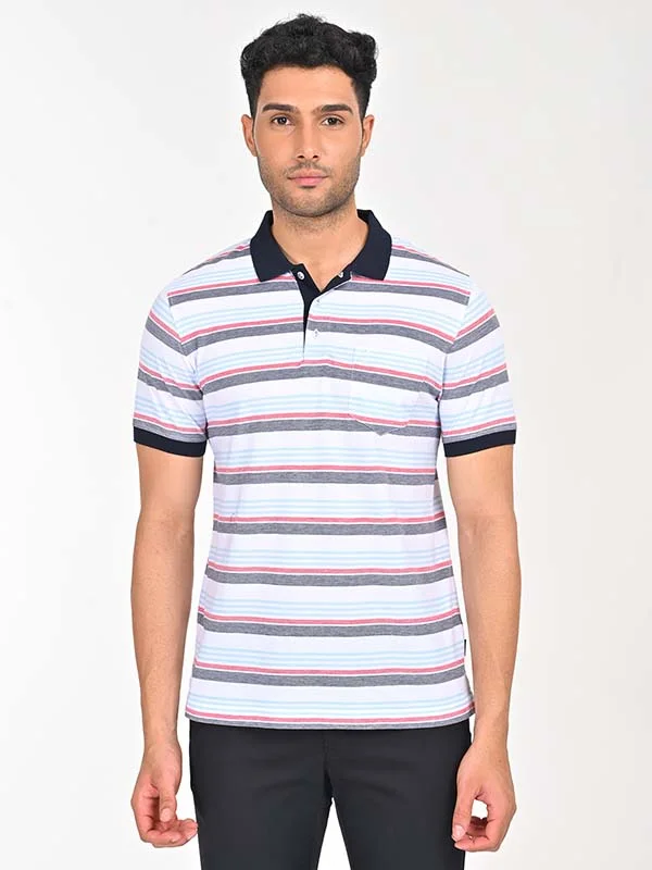 Breathable Men's Mesh TopsMen Striped Polo T-Shirt