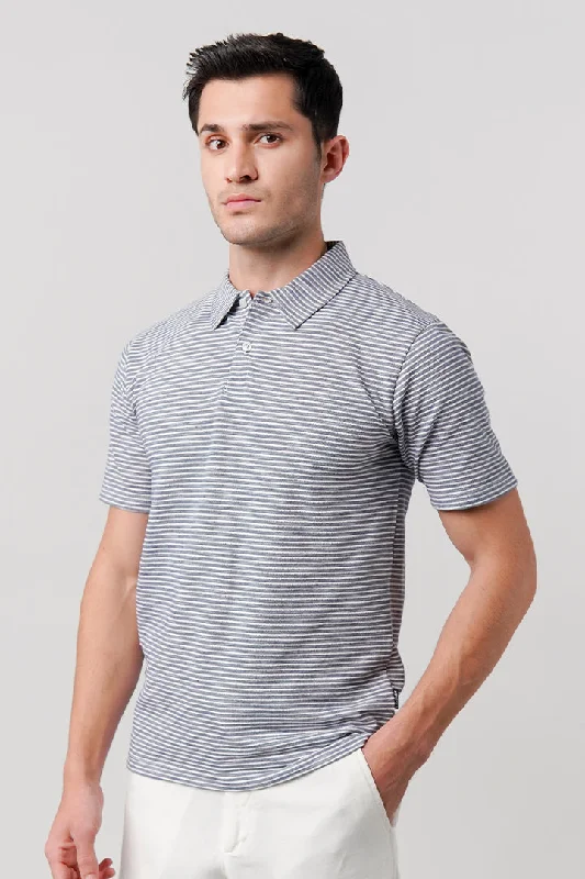 Men's Shirts for BoatingStriped Polo Shirt - Blue