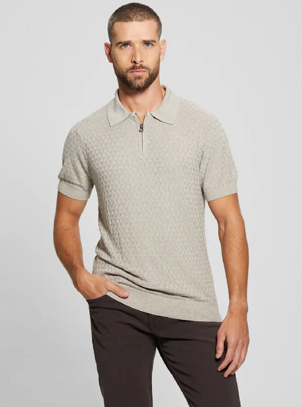 Men's Shirts with Ruffled HemlinesBeige Checkered Kyle Polo T-Shirt