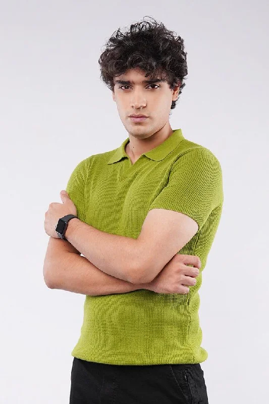Men's Casual Shirts for Everyday WearJohnny Collar Polo Shirt - Lime Green