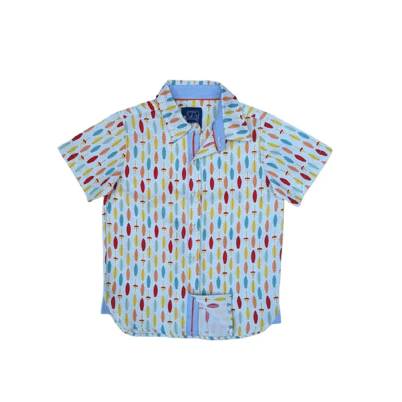 Casual Men's Button-Down ShirtsBoy's Surf's Up Short Sleeve Shirt In White