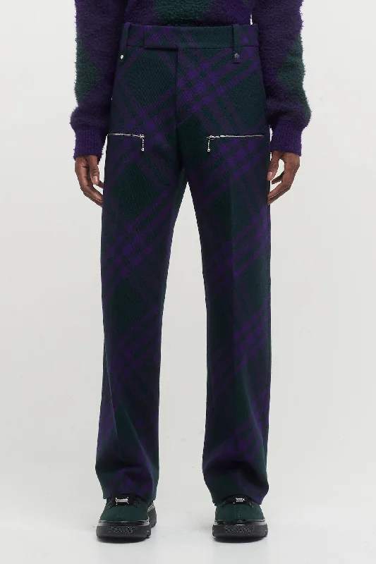 Stylish Men's Biker JacketsBurberry Tailored Purple Check Trouser