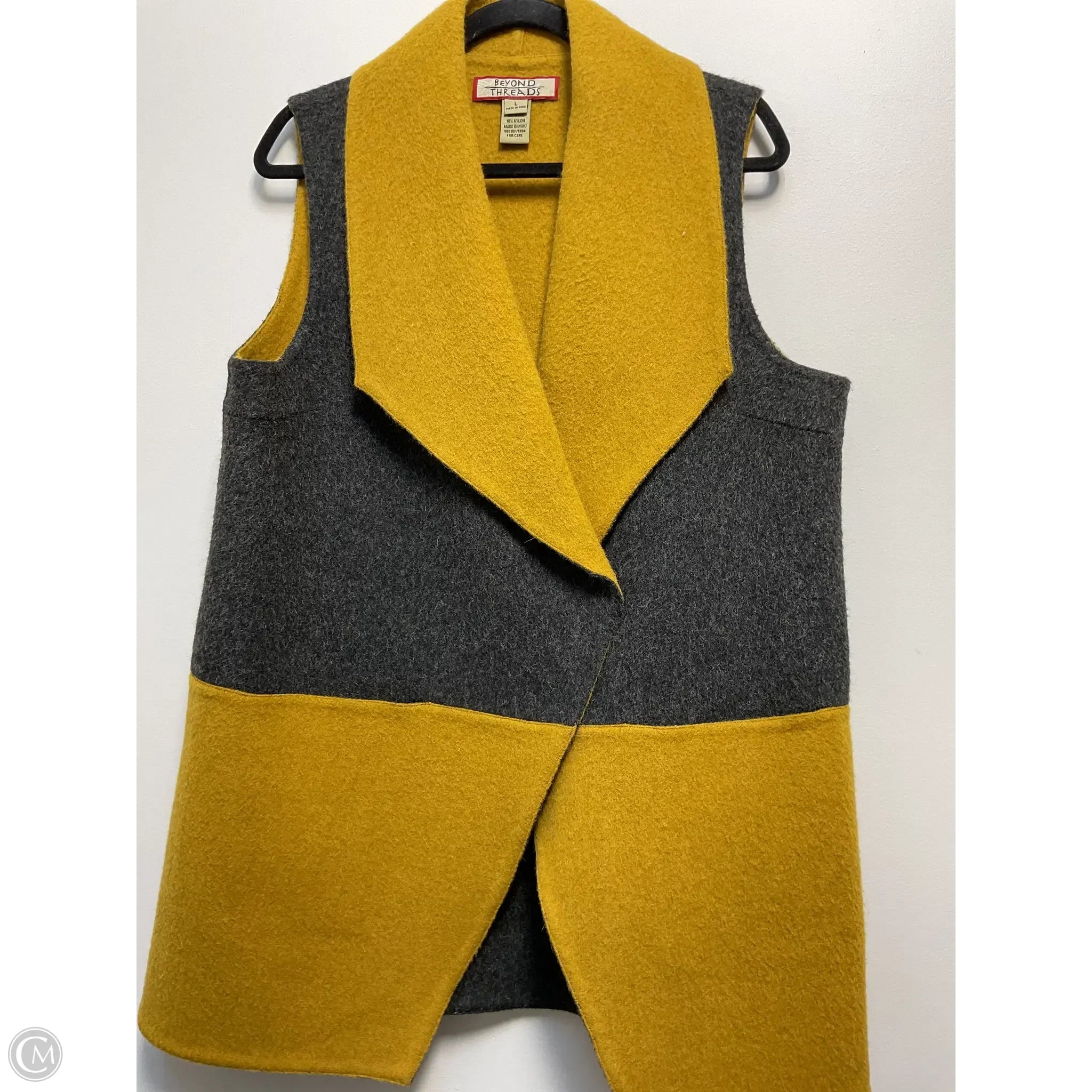 Classic Men's Trench CoatsVest Fleece By Beyond The Threads In Black & Gold, Size: L