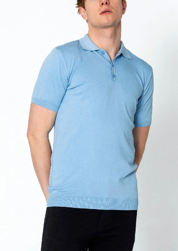 Classic Men's Button-Up ShirtsLightweight Tonal-button Polo Tee - Blue