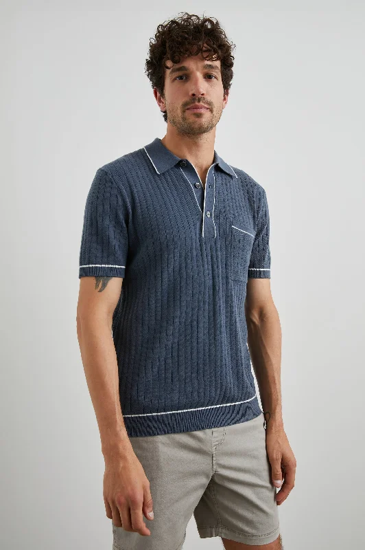 Men's Shirts with Barrel CuffsHARDY POLO SHIRT - FADED NAVY