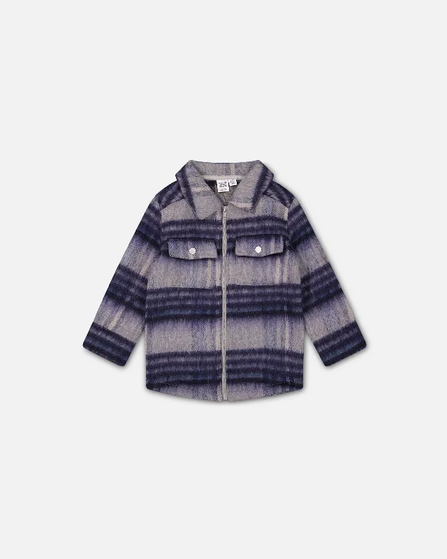 Men's Sweaters in Bright ColorsOvershirt Wool-Effect With Pockets Plaid Blue And Gray Men's Sweaters in Bright ColorsOvershirt Wool-Effect With Pockets Plaid Blue And Gray