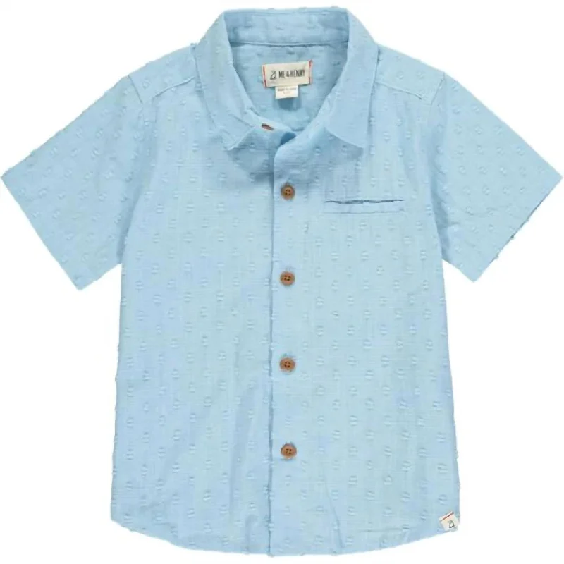 Men's Geometric Print Shirts for a Modern TwistBoy's Newport Short Sleeve Shirt In Blue Men's Geometric Print Shirts for a Modern TwistBoy's Newport Short Sleeve Shirt In Blue