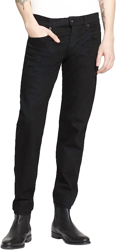 Elegant Men's JeansStandard Issue 5 Pocket Style Distressed Jeans In Black