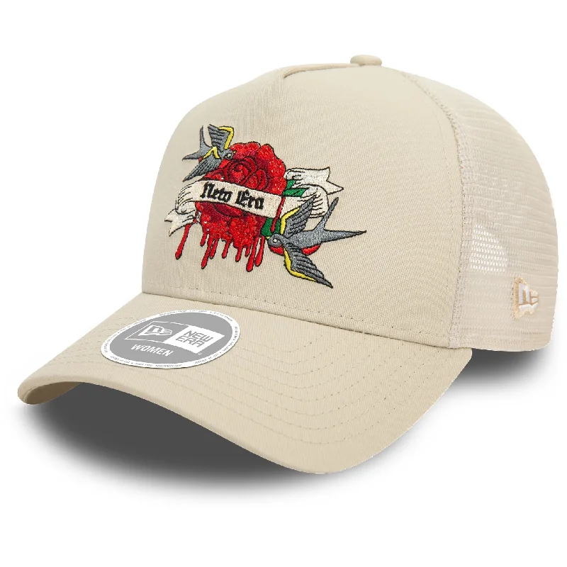 Beach Sun HatsNew Era Womens Light Beige 9FORTY E-Frame Adjustable Trucker Cap
