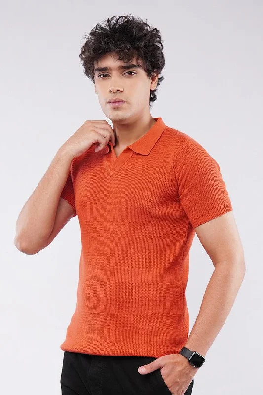 Men's Shirts with Pocket SquaresJohnny Collar Polo Shirt - Orange